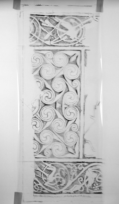 Photographic copy of one of Ian G Scott's drawings of the Hilton of Cadboll cross-slab.
 
