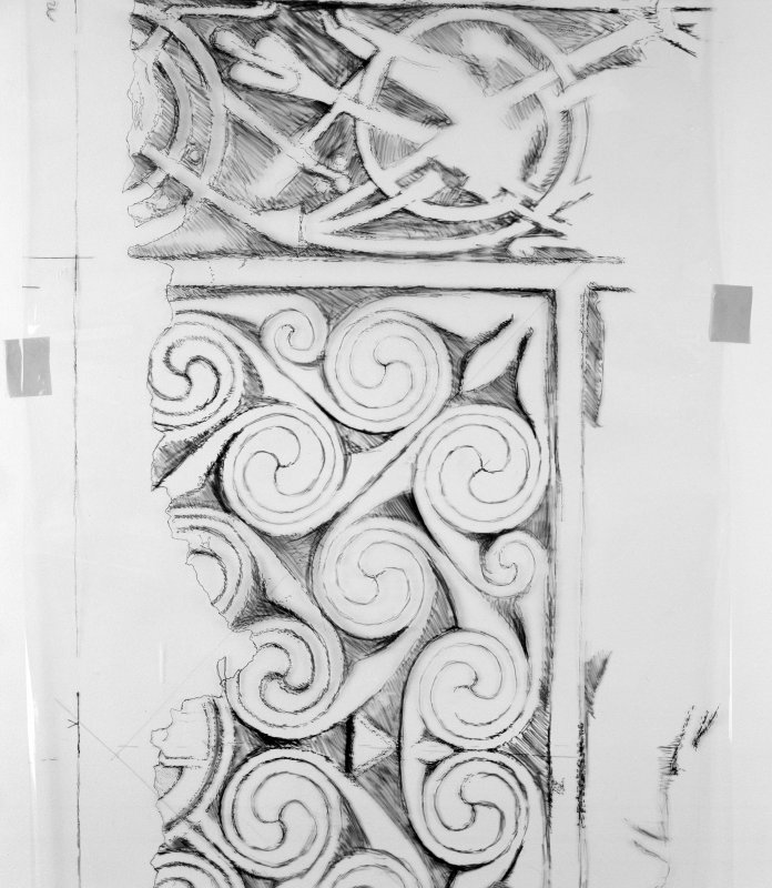 Photographic copy of one of Ian G Scott's drawings of the Hilton of Cadboll cross-slab.
 
