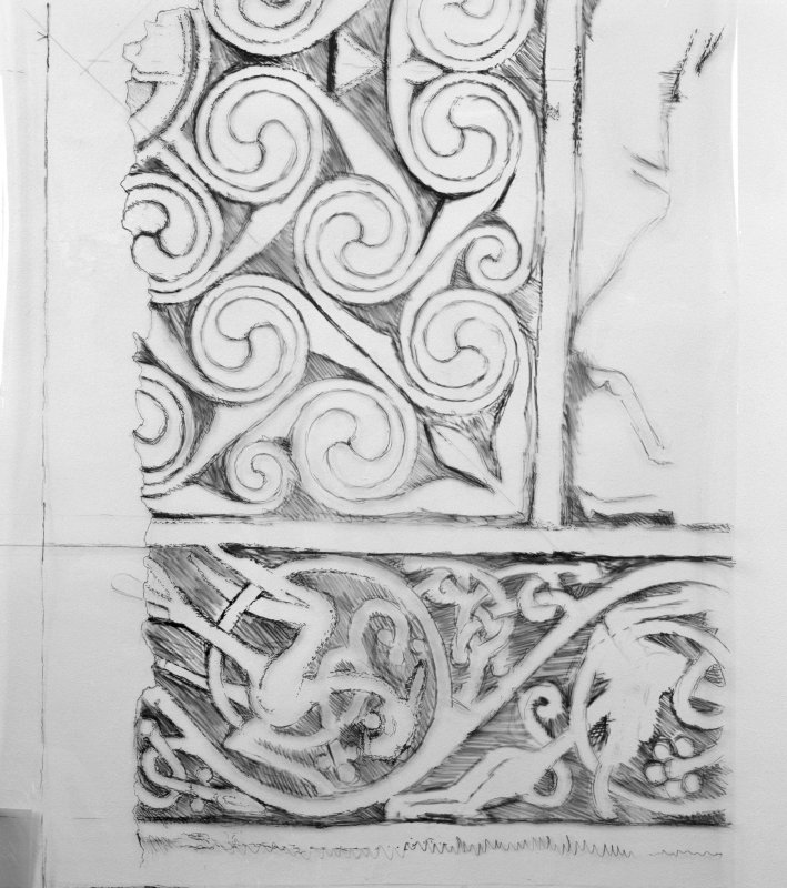 Photographic copy of one of Ian G Scott's drawings of the Hilton of Cadboll cross-slab.
 
