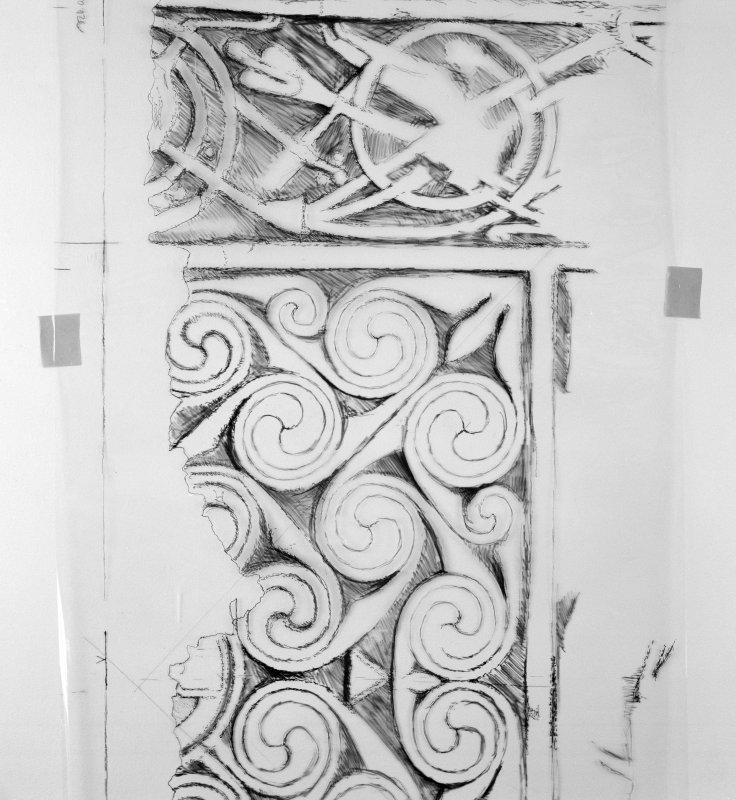 Photographic copy of one of Ian G Scott's drawings of the Hilton of Cadboll cross-slab.
 
