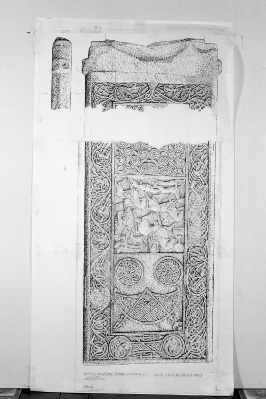 Photographic copy of one of Ian G Scott's drawings of the Hilton of Cadboll cross-slab.
 
